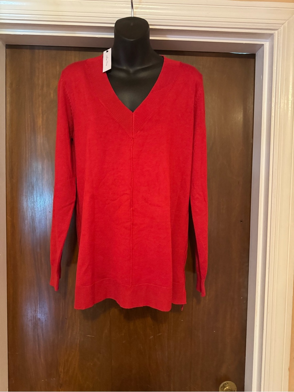 Women's V-Neck Red Sweater - Classic Everyday Knit